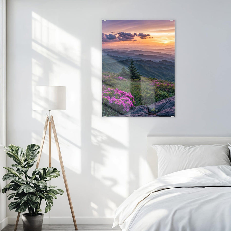 Maße Wandbild - Blüten vor Bergketten - Hochformat