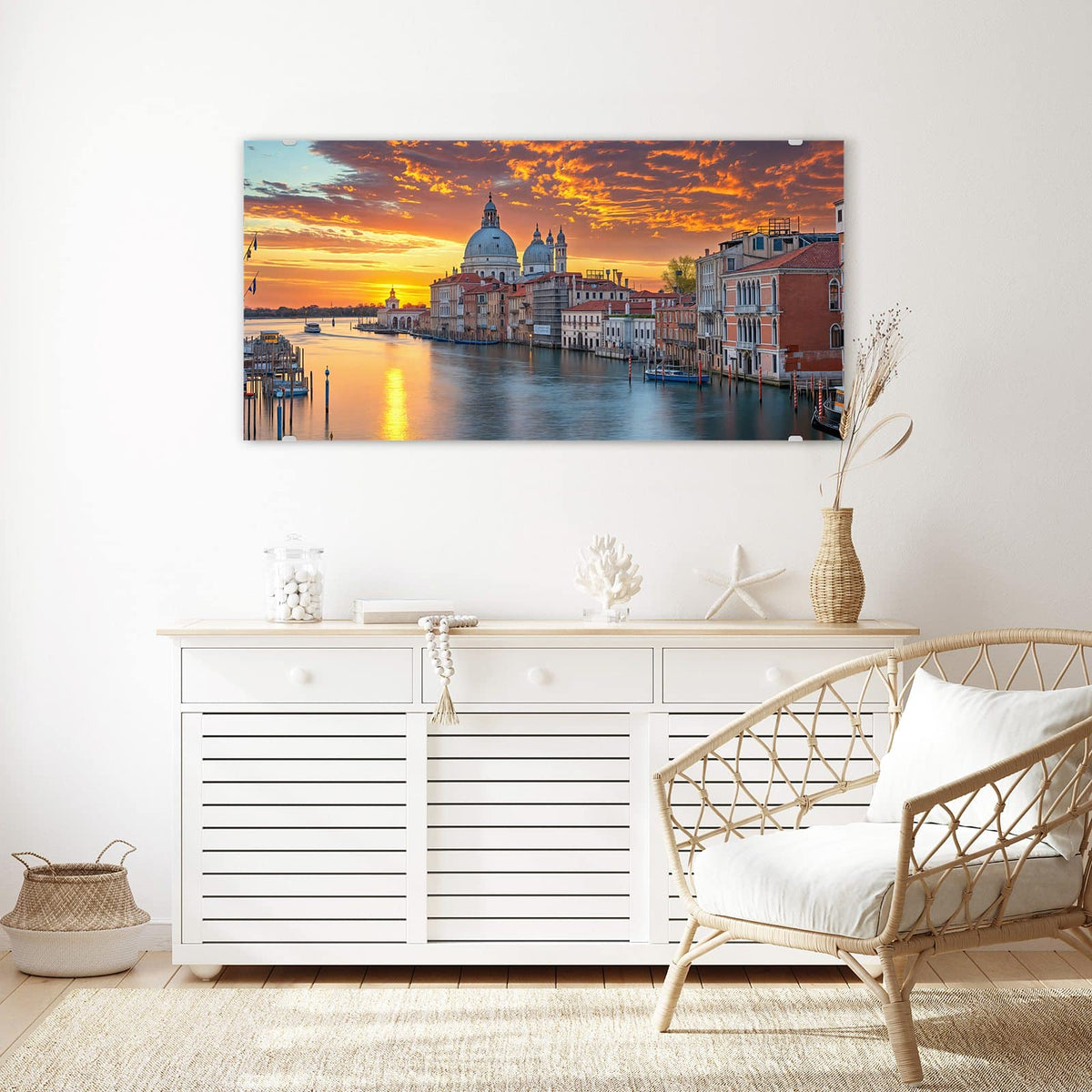 Echtglas, 4 mm – kein Acryl, keine Folie – Wandbild - Venedig im Abendrot - Querformat