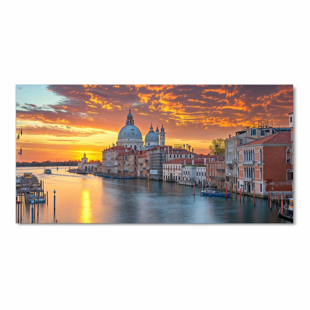 Strapazierfähiger waschbarer Küchenläufer mit Motiv Venedig bei Sonnenuntergang in Frontansicht