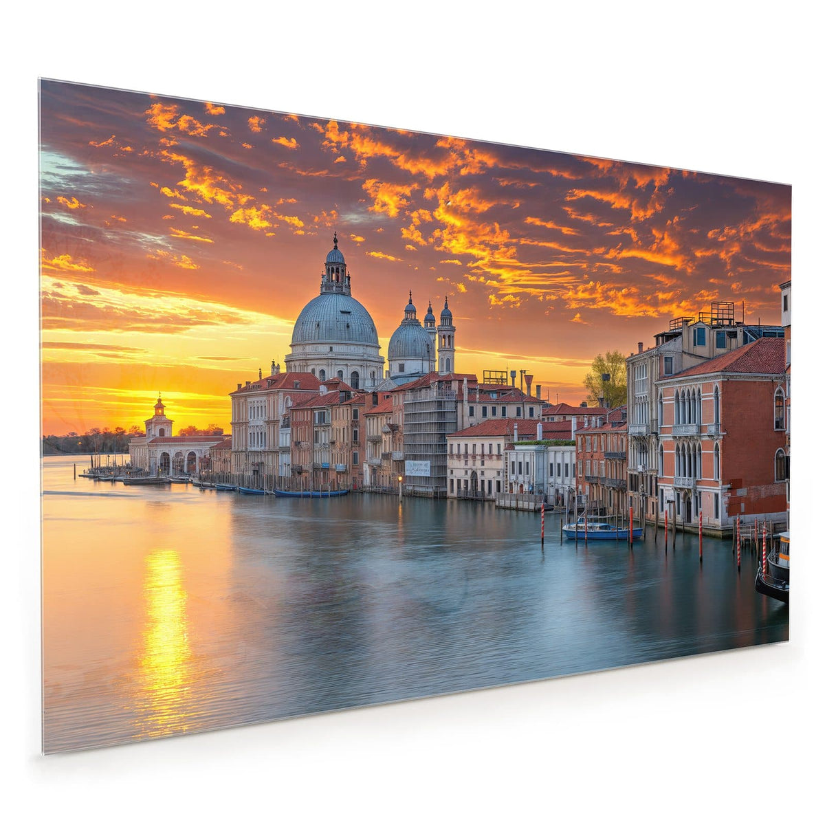 Küchenrückwand aus Glas im Hochformat mit Motiv Venedig im Abendrot