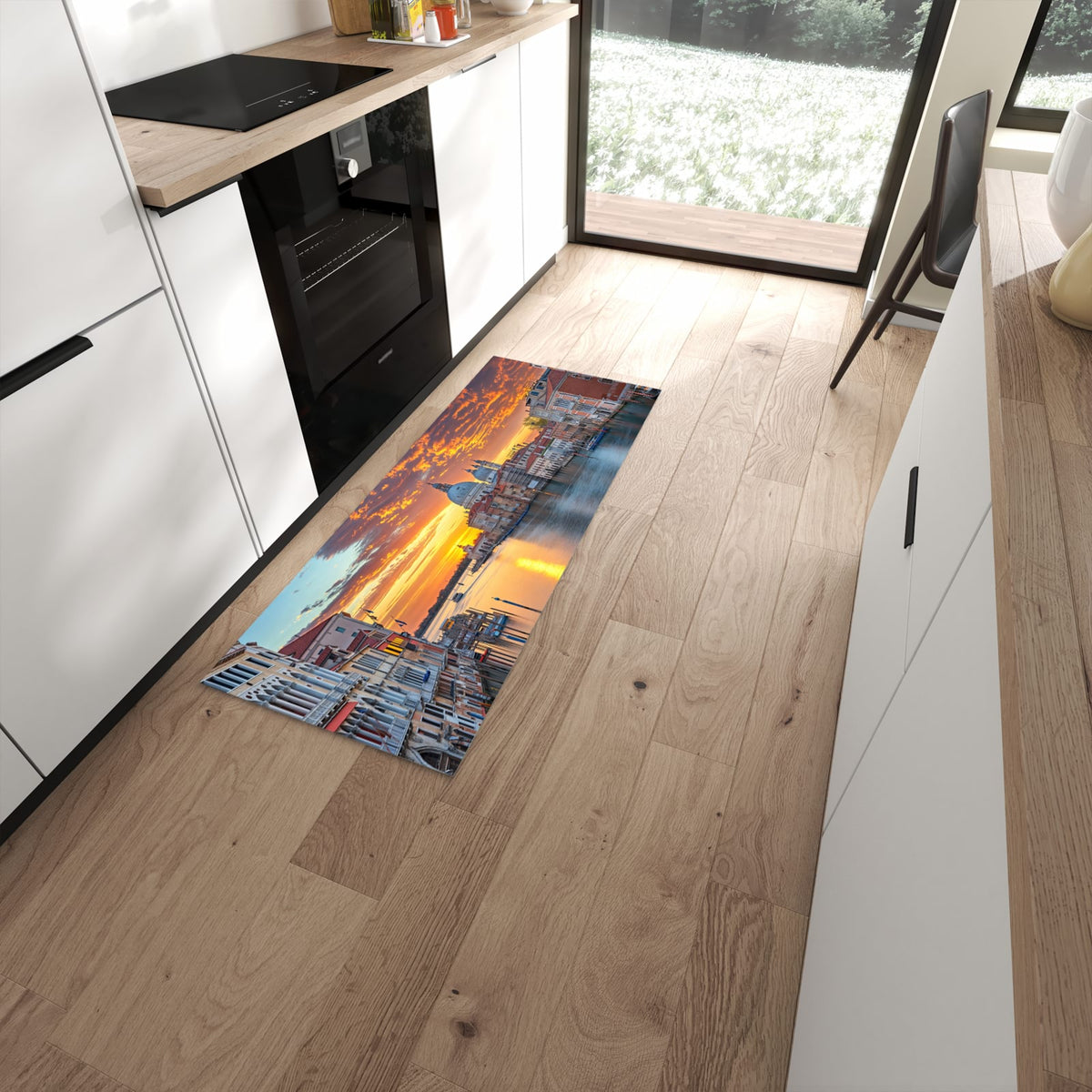 Küchenteppich mit Motiv Venedig bei Sonnenuntergang für angenehme Haptik in moderner Küche #grösse_60 x 150 cm