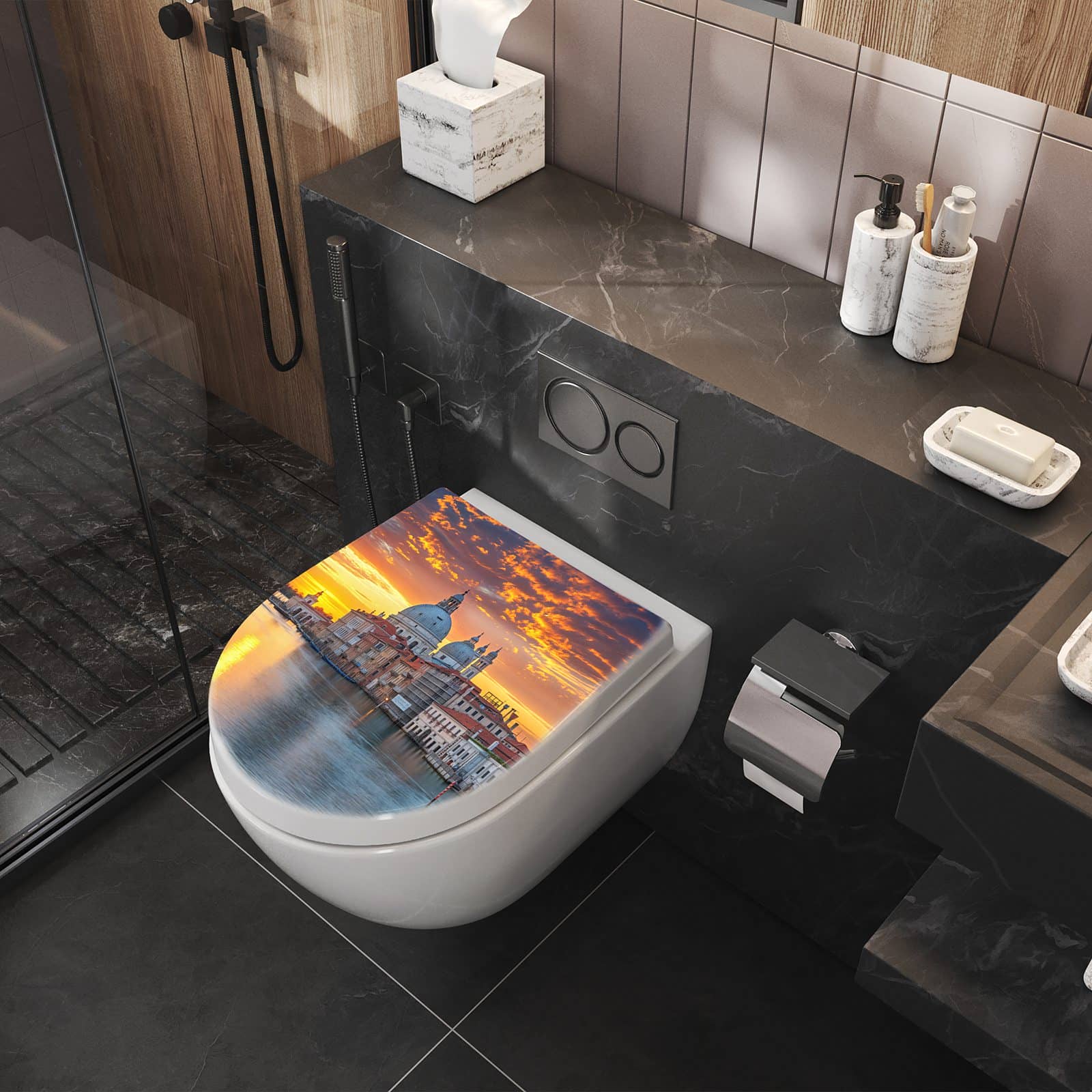 WC-Sitz mit Absenkautomatik Venedig bei Sonnenuntergang