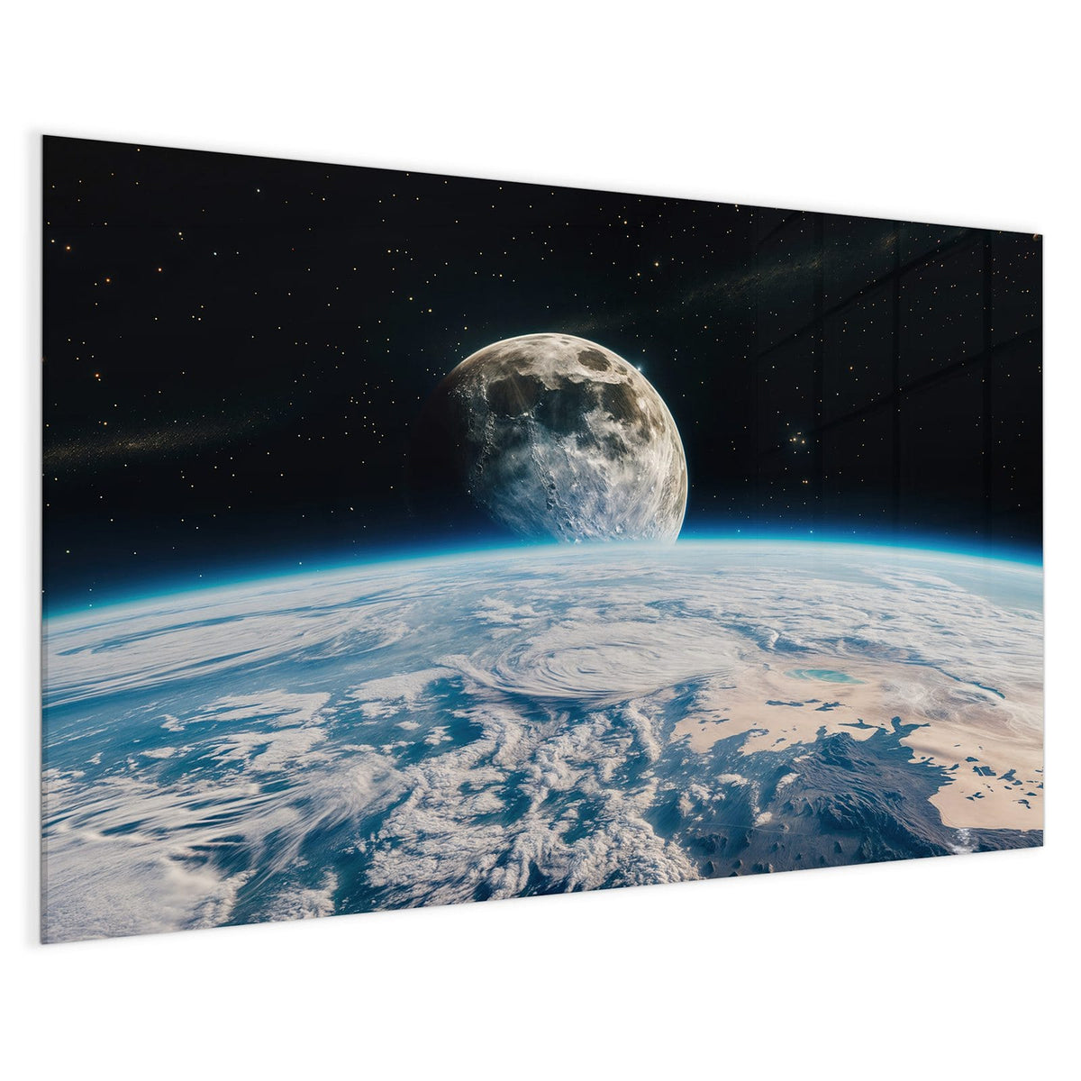 4 mm Glas statt lackiertem Blech – Magnettafel - Mond über der Erde