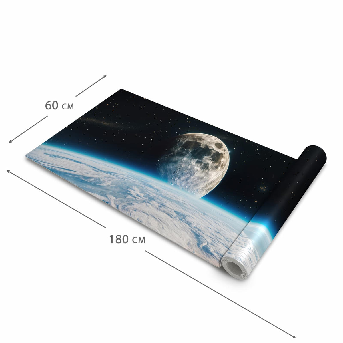 Waschbarer rutschfester Küchenläufer mit Motiv Mondüberblick in der Größe 60x180 cm