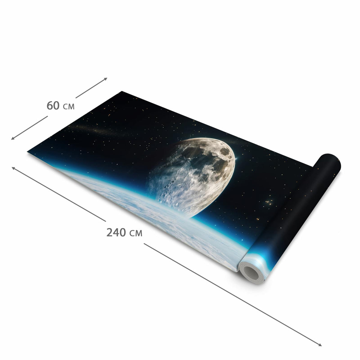 Langlebiger moderner Küchenläufer mit Motiv Mondüberblick in der Grösse 60x180 cm
