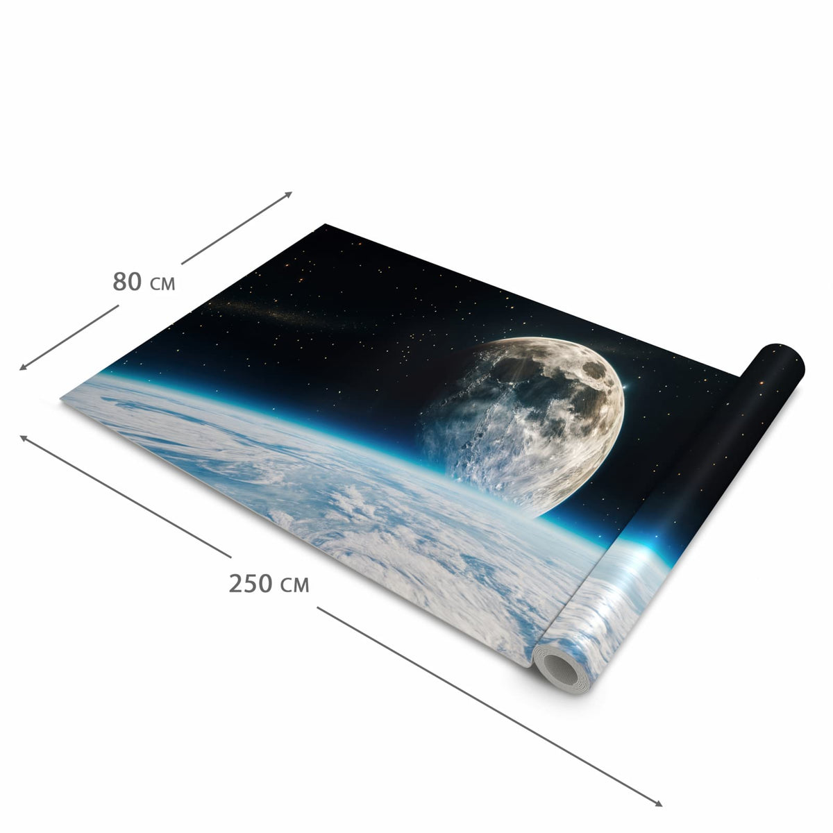 Bodenschonender abwaschbarer Küchenteppich mit Motiv Mondüberblick in der Grösse 60x180 cm