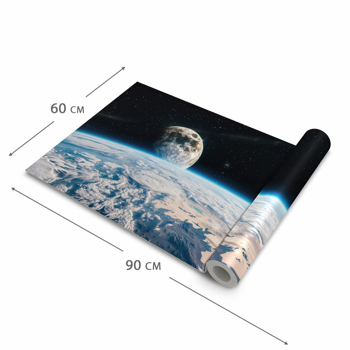 Bodenschonender moderner Küchenläufer mit Motiv Mondüberblick in der Grösse 60x180 cm