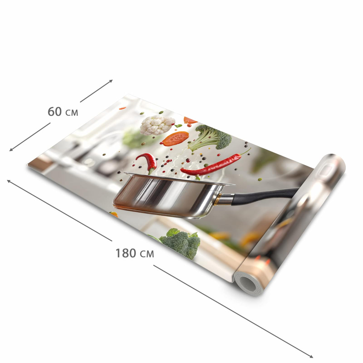 Wasserabweisender Küchenteppich mit Motiv Kochen Mit Gemüse in der Grösse 60x150 cm