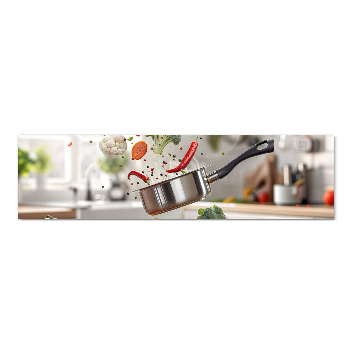 Rutschfester Küchenteppich mit Motiv Kochen Mit Gemüse in Frontansicht für Trittkomfort