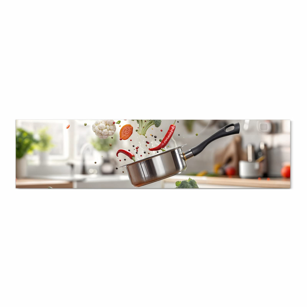 Formstabiler rutschfester Küchenteppich mit Motiv Kochen Mit Gemüse in Frontansicht