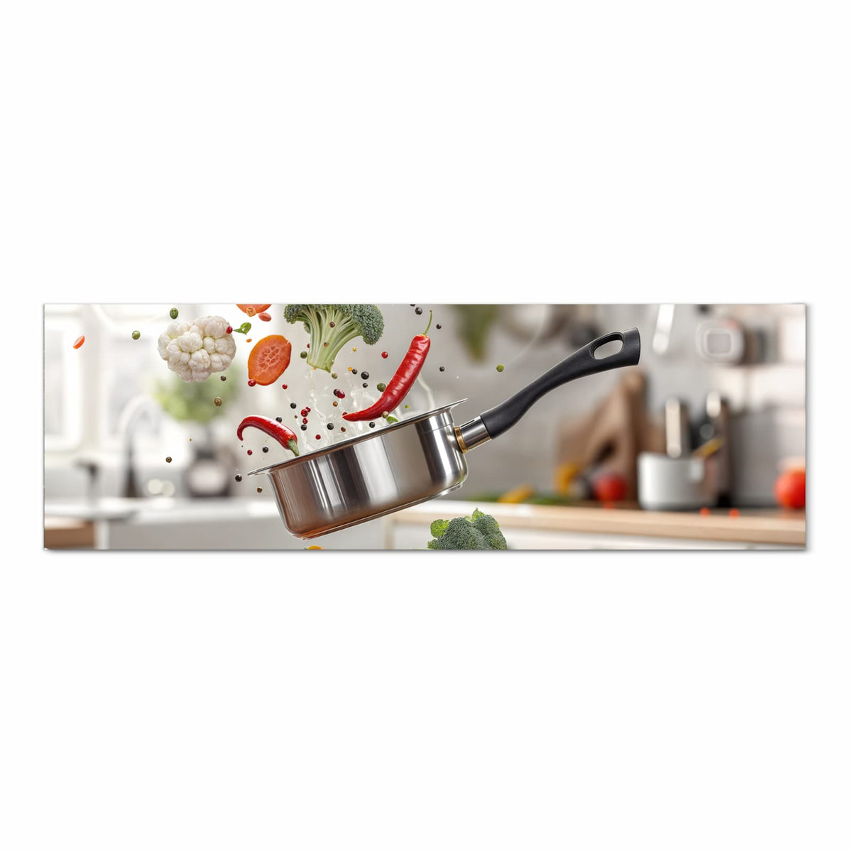 Abriebfester Küchenteppich mit Motiv Kochen Mit Gemüse in Frontansicht - waschbar