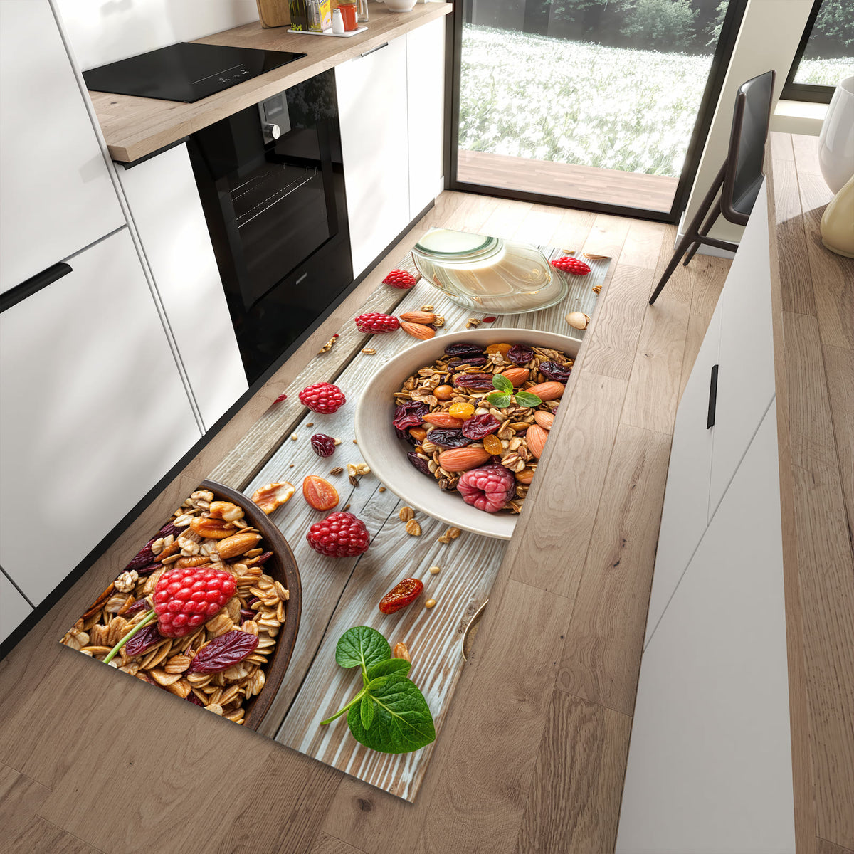 Küchenvorleger mit Motiv Frühstück Deluxe für angenehme Haptik in moderner Küche