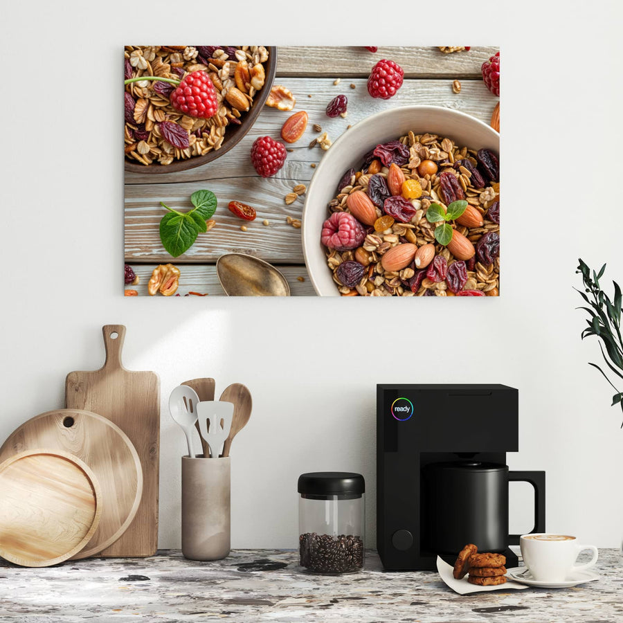 Maße Metall Magnettafel - Müsli mit Nüssen