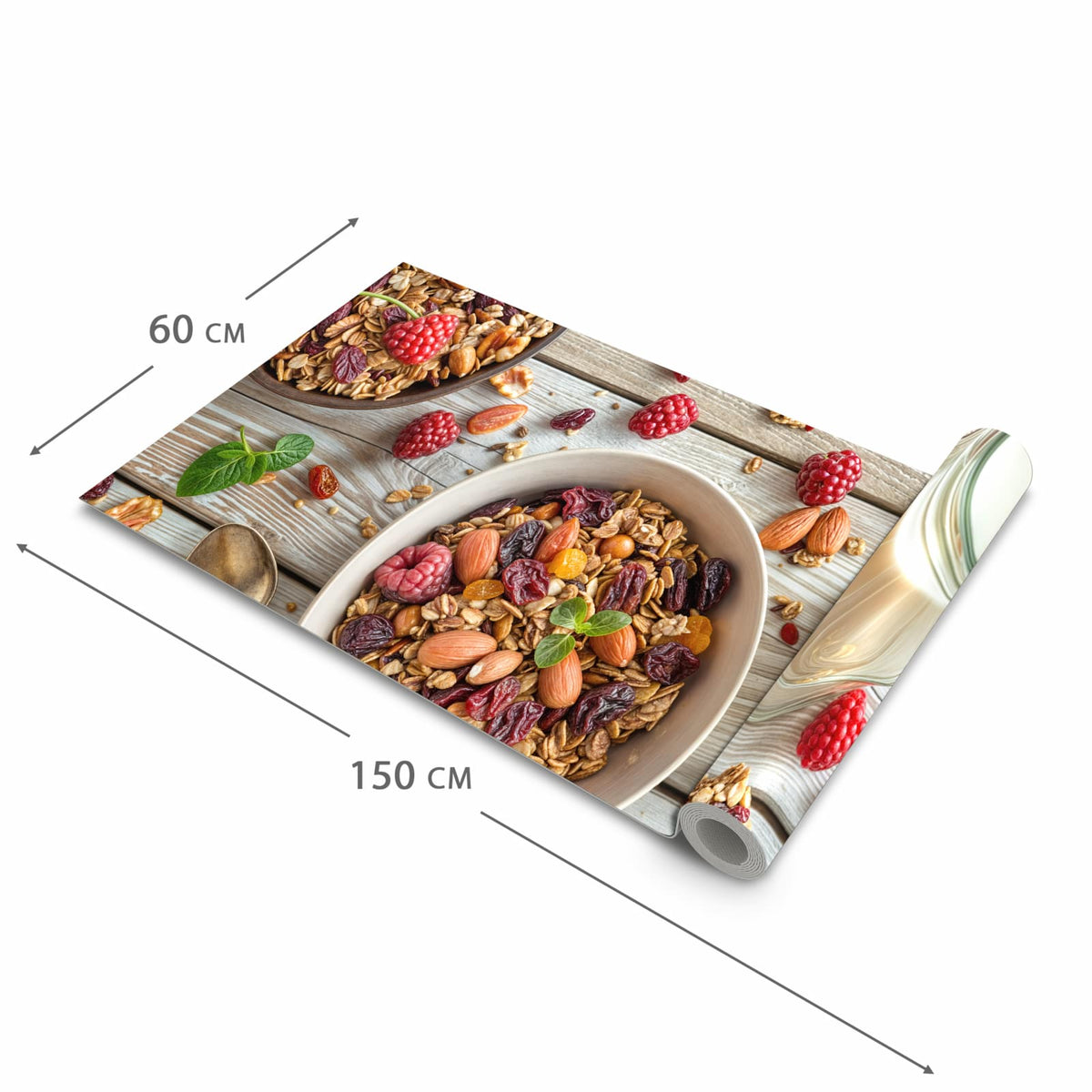 Langlebiger Läufer Eingangsbereich mit Motiv Frühstück Deluxe in der Grösse 60x150 cm