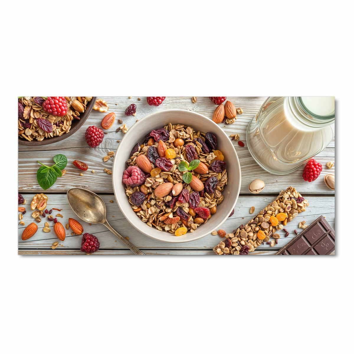Komfortabler waschbarer Küchenteppich mit Motiv Frühstück Deluxe in Frontansicht