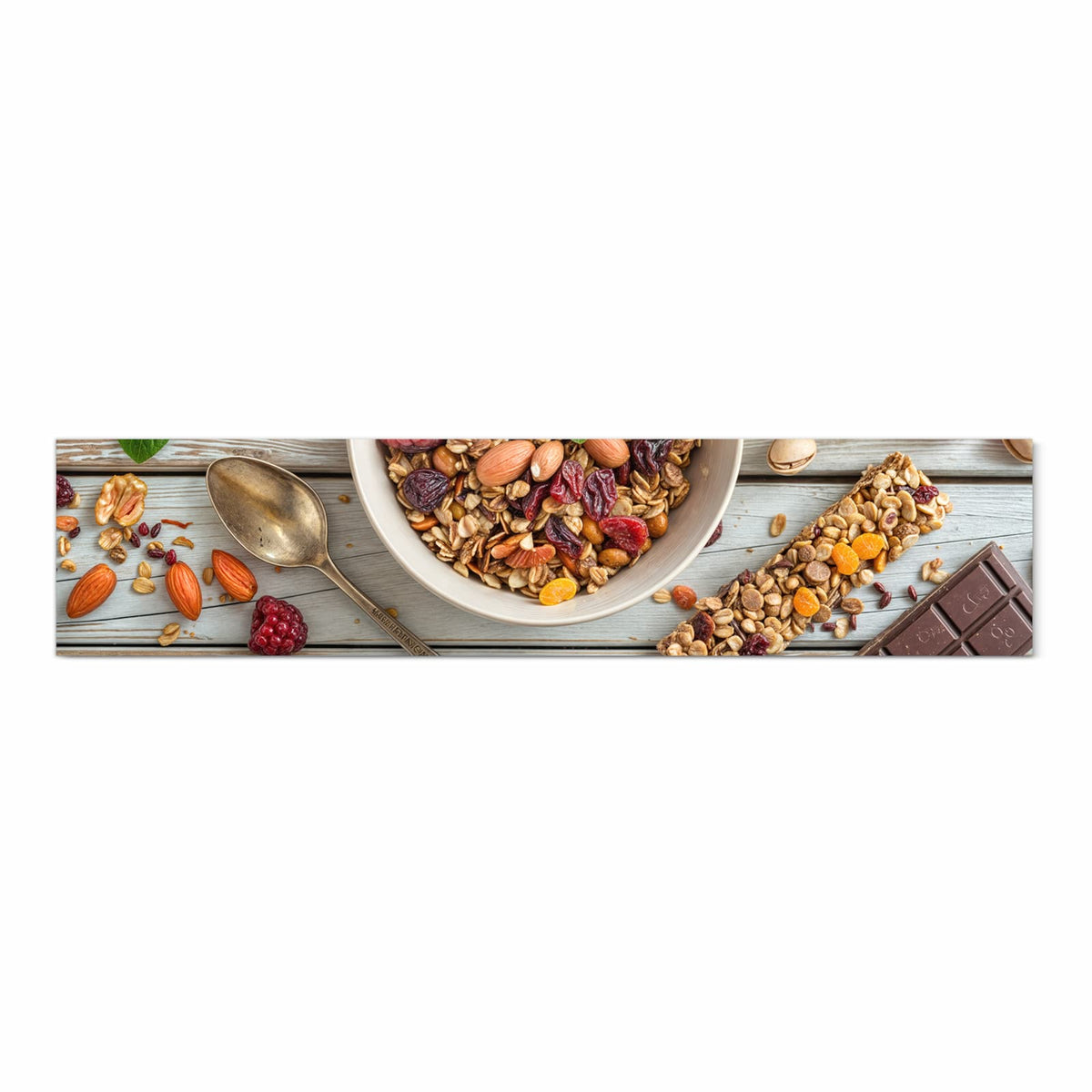 Hygienischer Küchenläufer mit Motiv Frühstück Deluxe in Frontansicht - waschbar für die Küche
