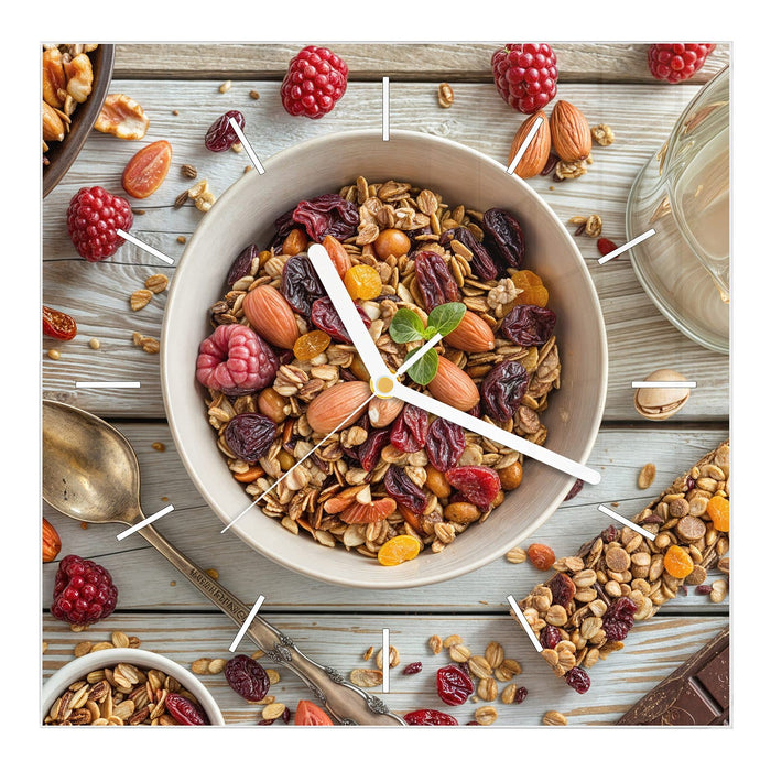 Wanduhr Luxuriöses Frühstück aus Glas – Quadratisch 30 × 30 cm mit Ziffernblatt Linie