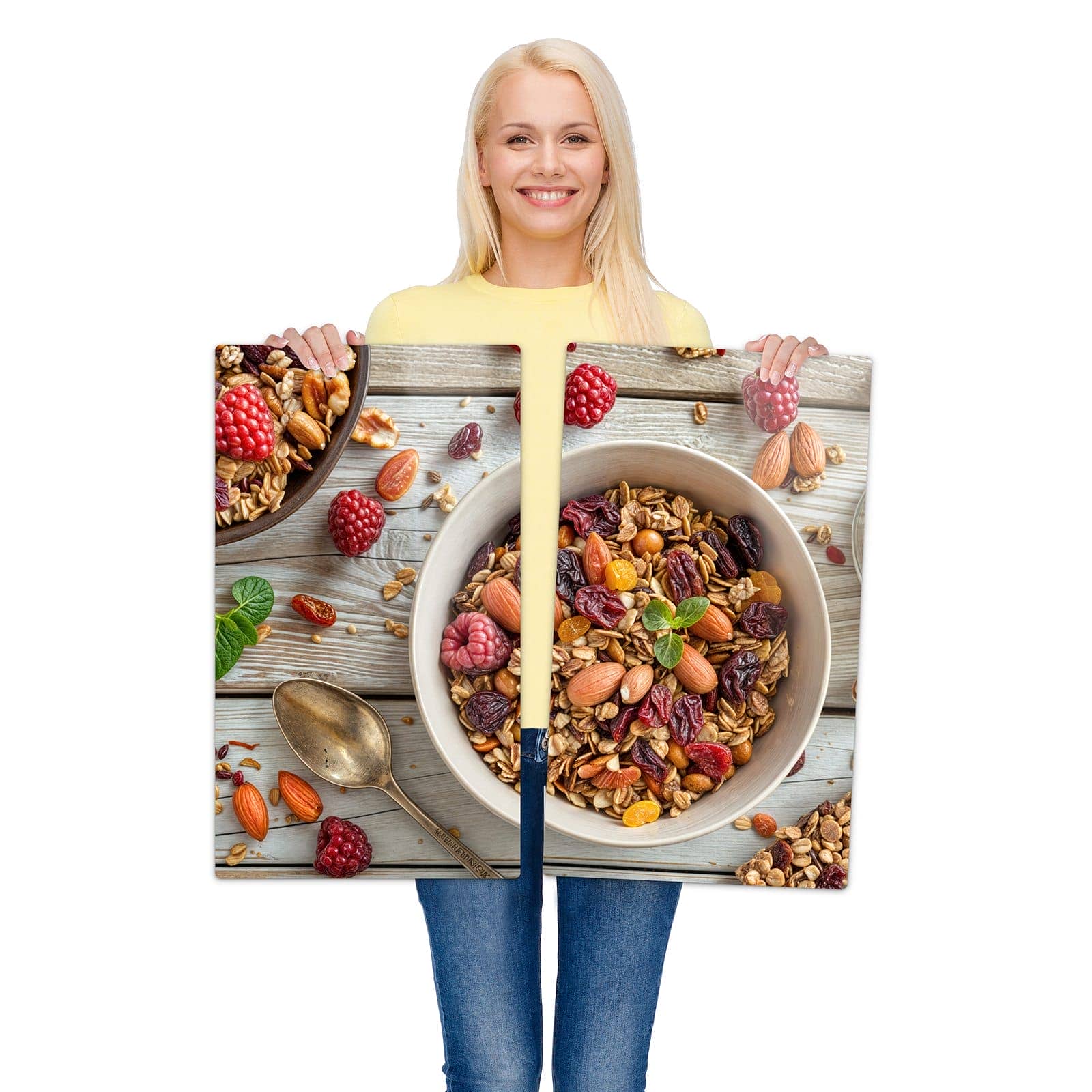 2-teilige Herdabdeckplatten mit Luxuriöses Frühstück-Motiv wird zur Größendarstellung gehalten