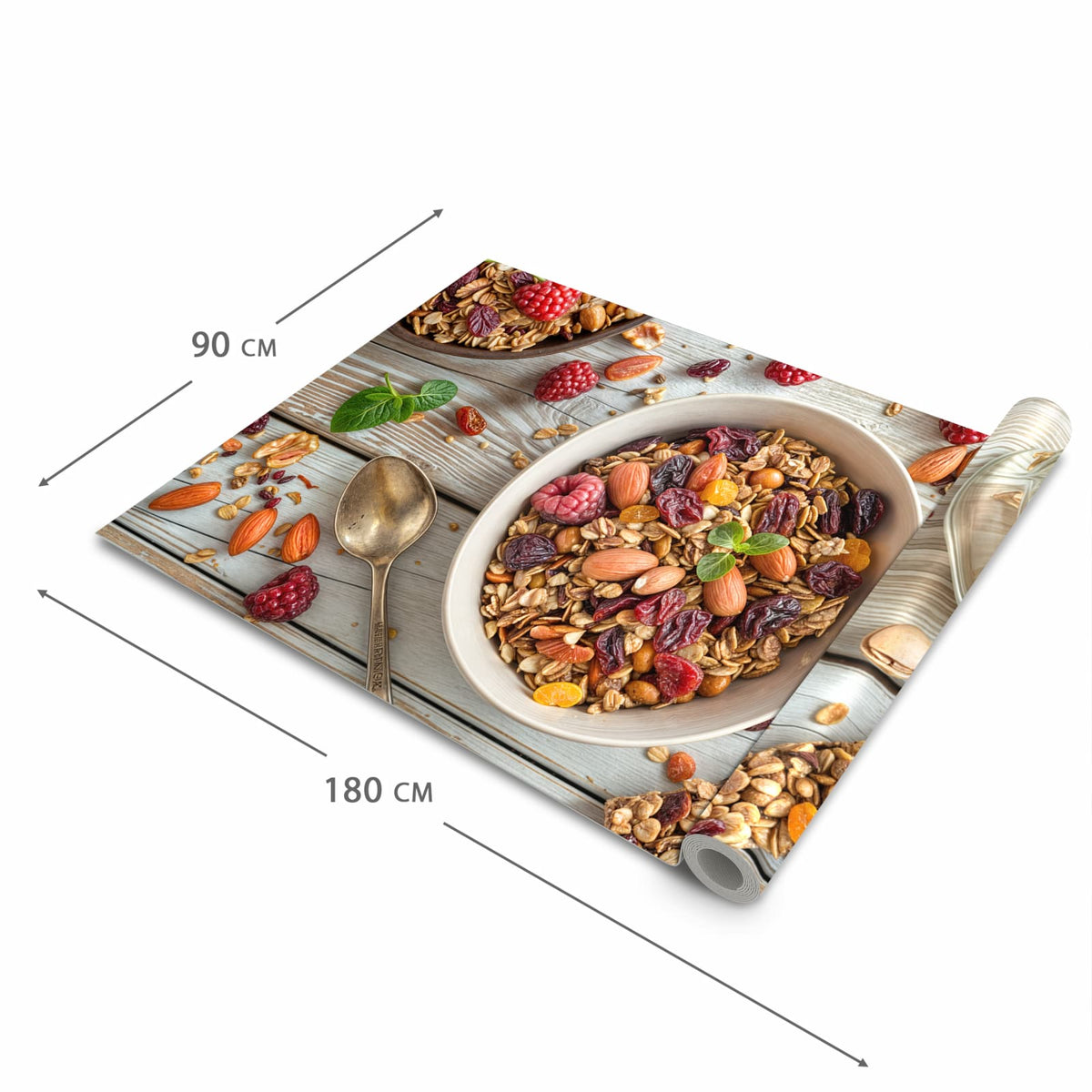 Geräuschdämpfender Küchenteppich mit Motiv Frühstück Deluxe in der Grösse 60x150 cm