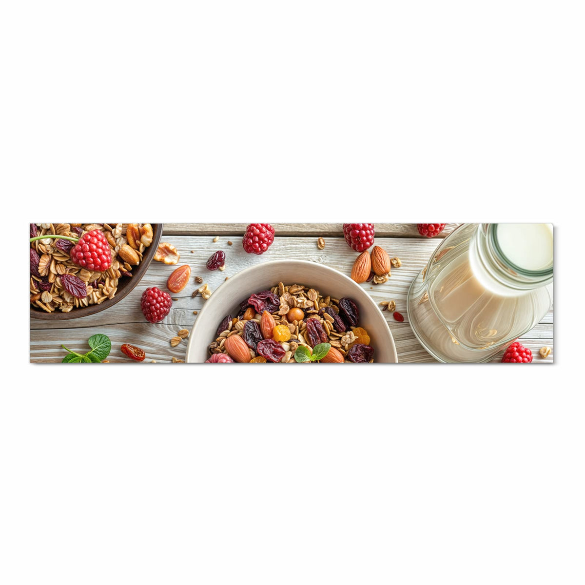 Feuchtigkeitsresistenter dünner Küchenteppich mit Motiv Frühstück Deluxe in Frontansicht