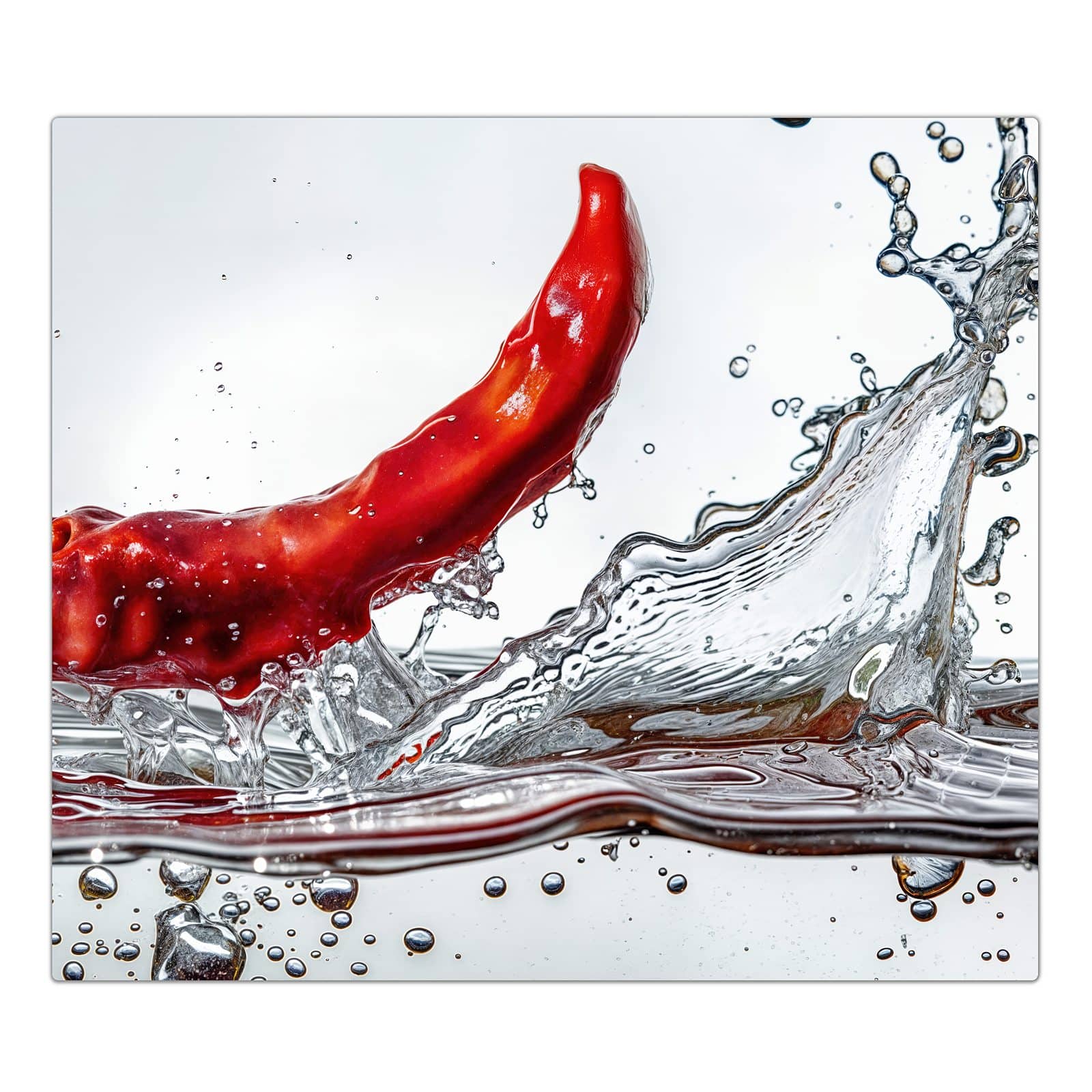 1-teilige Herdabdeckung für Induktionsfeld mit Chili im Wasser-Motiv in der Frontansicht #grösse_1-Teilig (60x52cm)