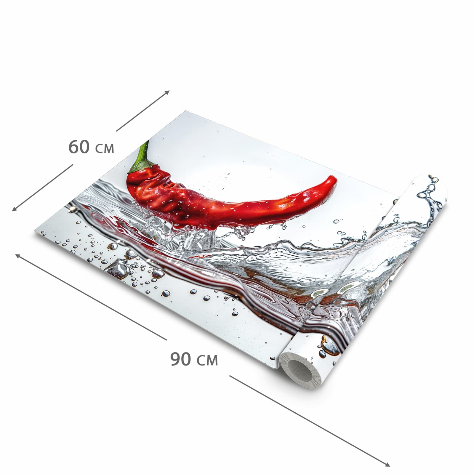 Pflegeleichter Küchenvorleger mit Motiv Chiliim Wasser in der Größe 60x150 cm