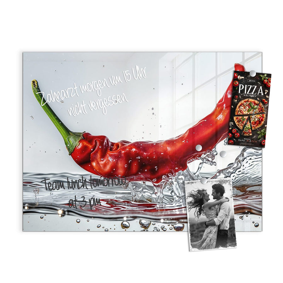 Maße Magnettafel - Chilischote im Spritzer