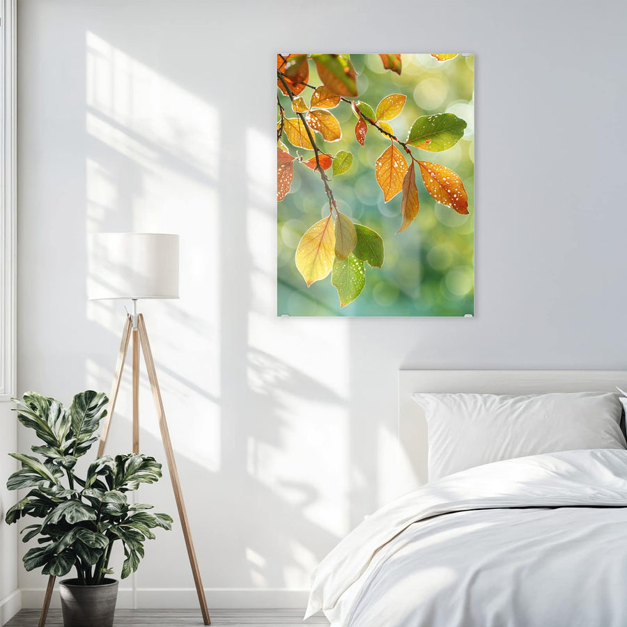 Maße Wandbild - Blätter mit Tautropfen - Hochformat