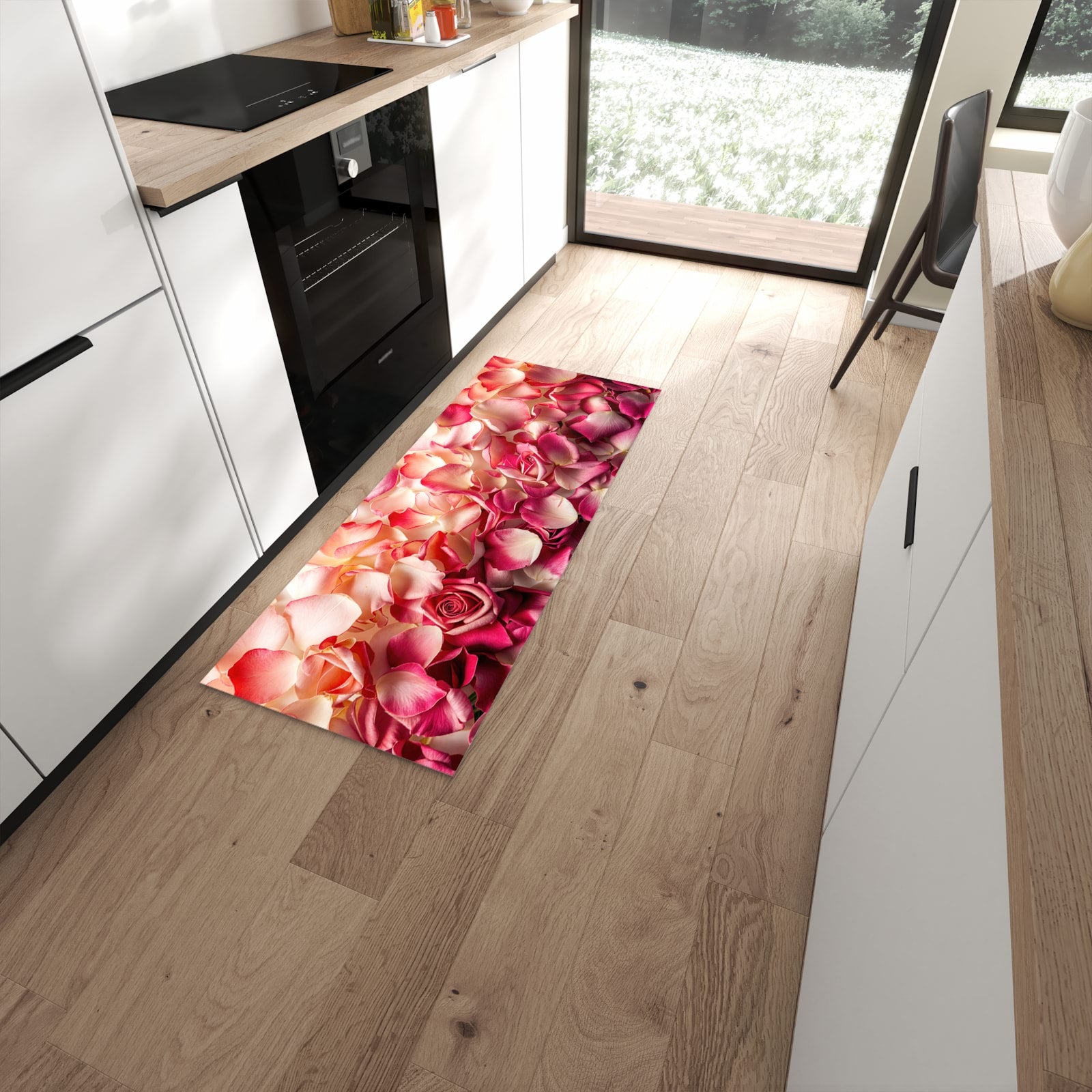 Rutschfester Küchenläufer mit Motiv Rosenblätterbuntes Spiel für Ordnung in moderner Küche #grösse_60 x 150 cm