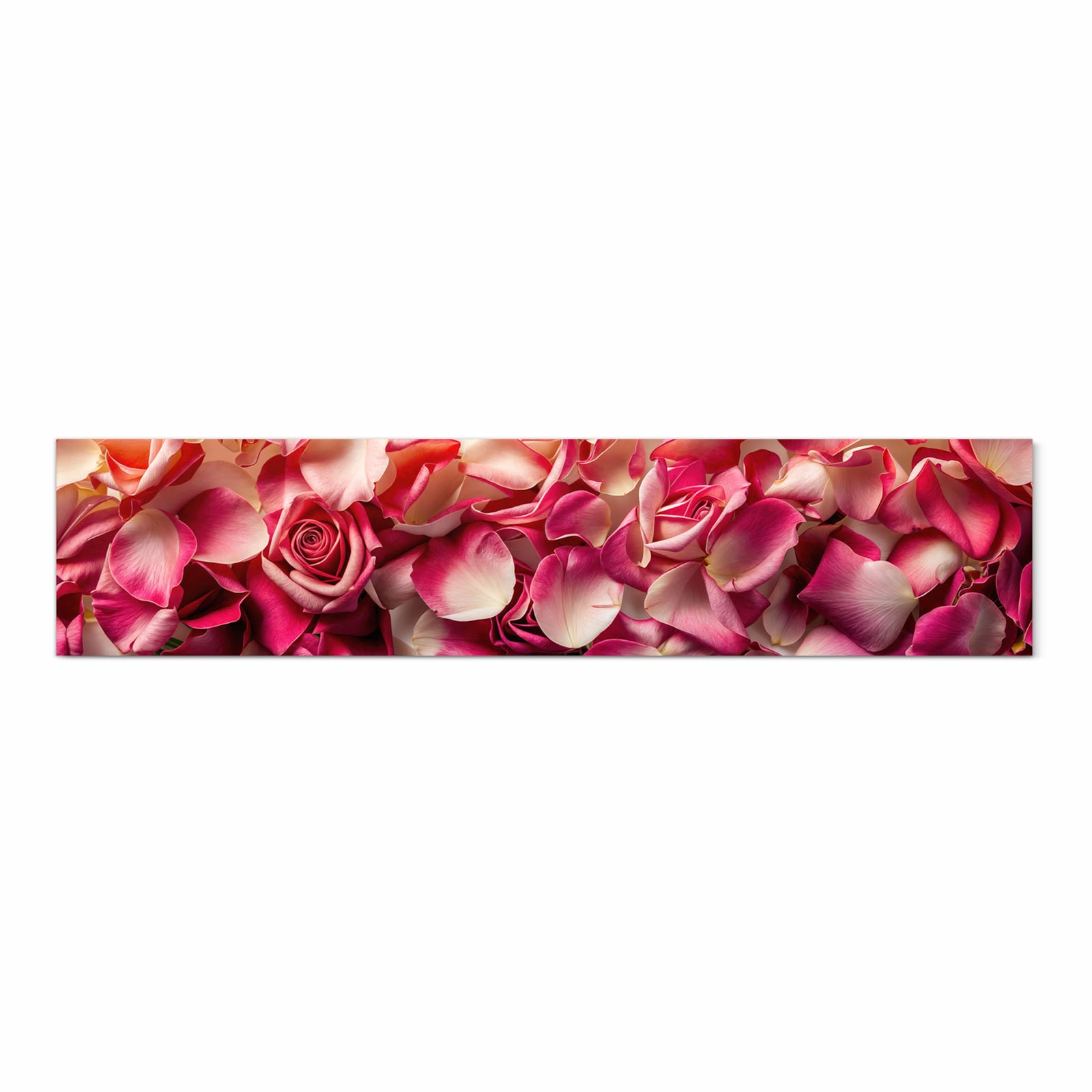 Strapazierfähiger Teppichläufer für die Küche mit Motiv Rosenblätterbuntes Spiel in Frontansicht