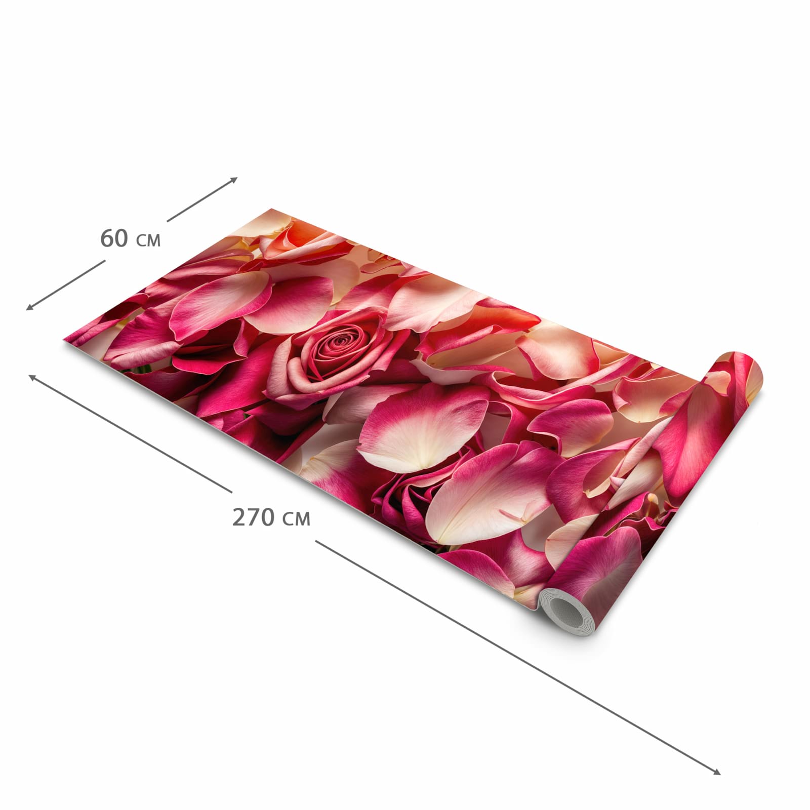 Pflegeleichter waschbarer Küchenteppich mit Motiv Rosenblätterbuntes Spiel in der Grösse 90x240 cm