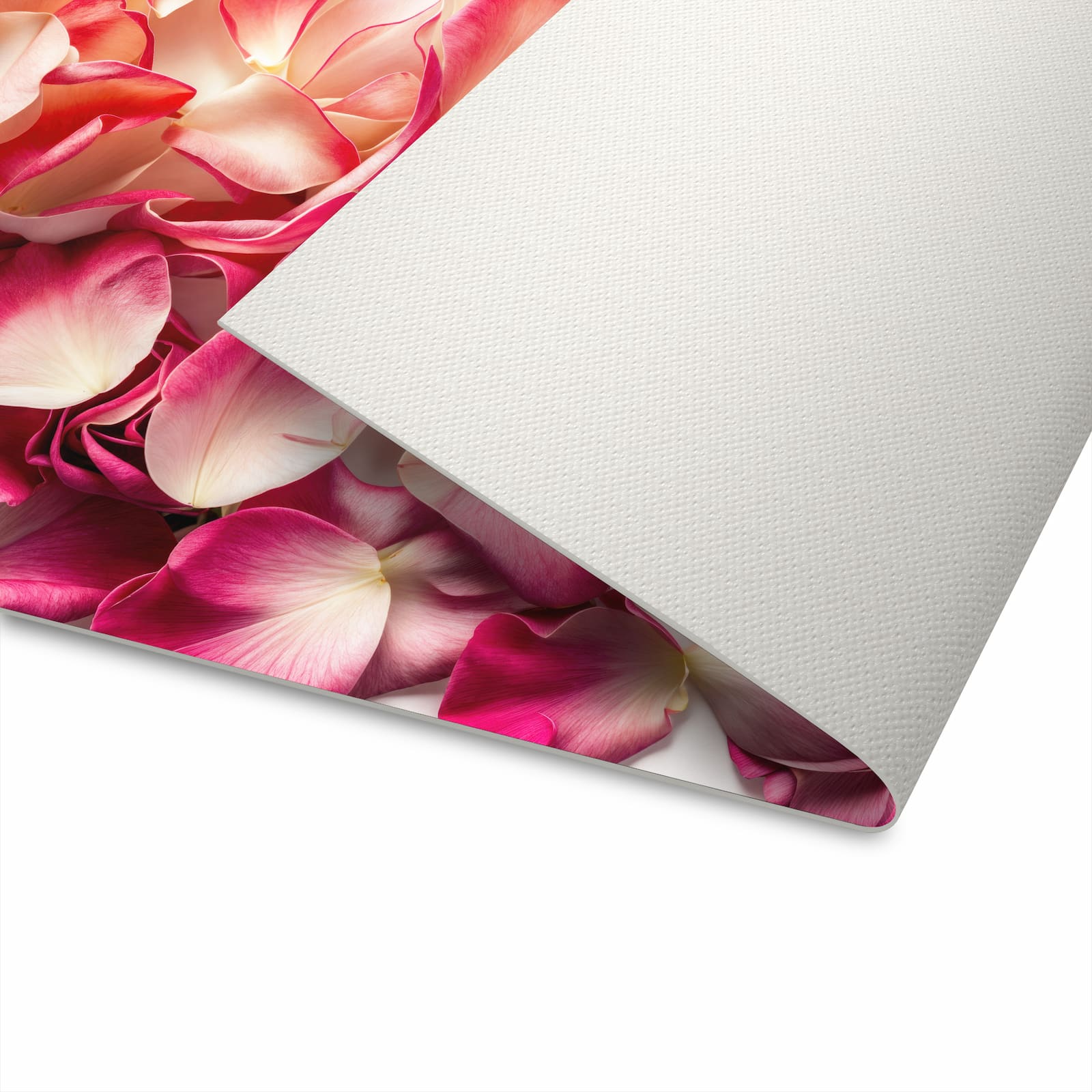 Küchenteppich mit Motiv Rosenblätterbuntes Spiel für angenehme Haptik beim Stehen in Unterseite