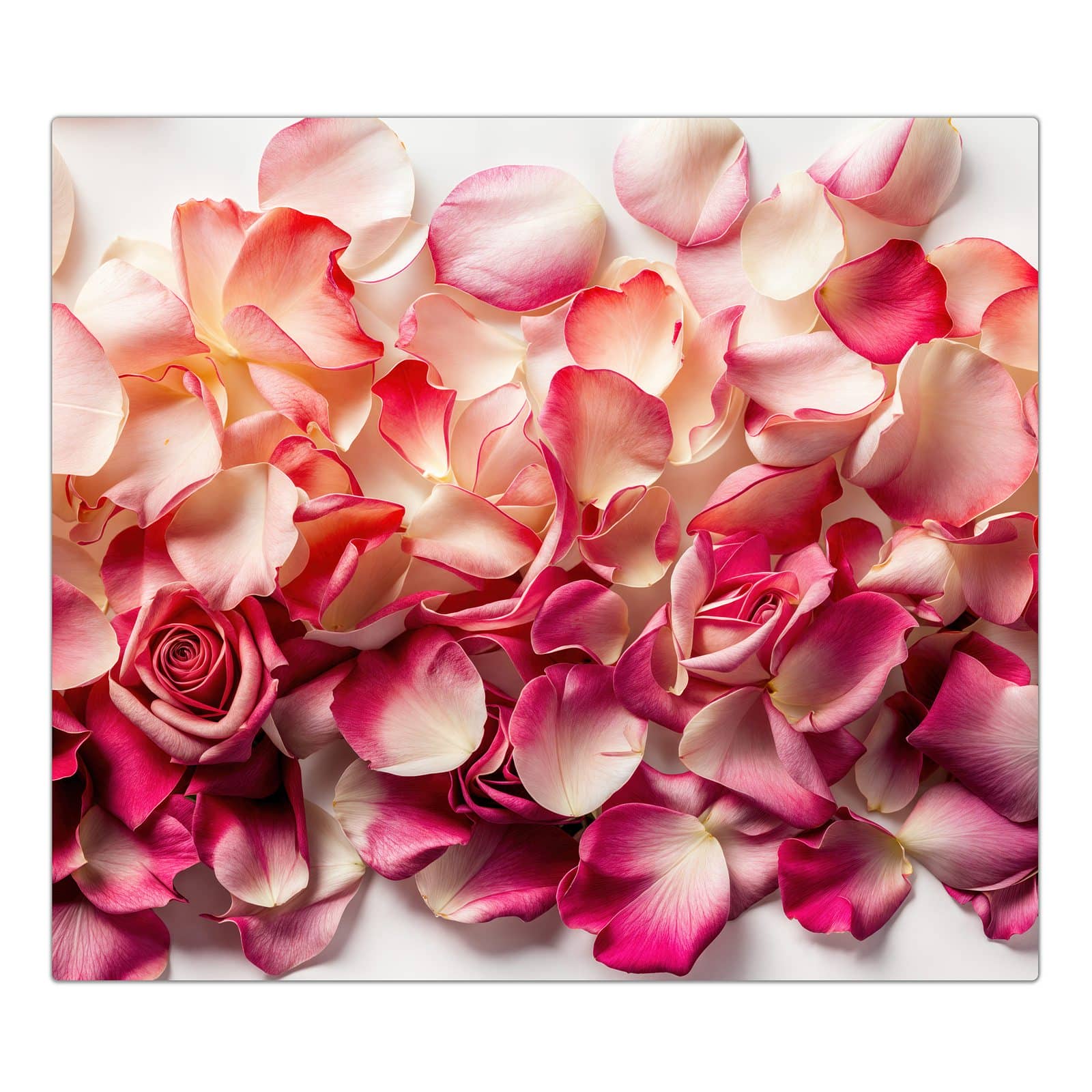 1-teilige Herdabdeckung mit Rosenblätter Farbenspiel-Motiv in der Frontansicht