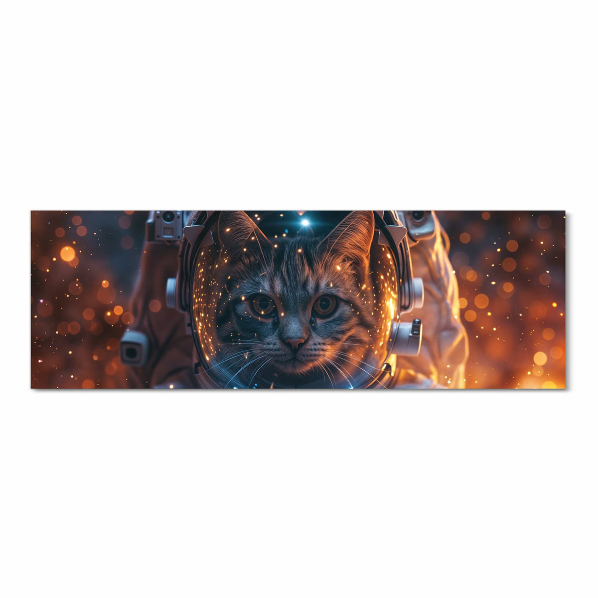 Ordnungsschaffender Küchenteppich mit Motiv Katze im Raumanzug in Frontansicht für Übersicht