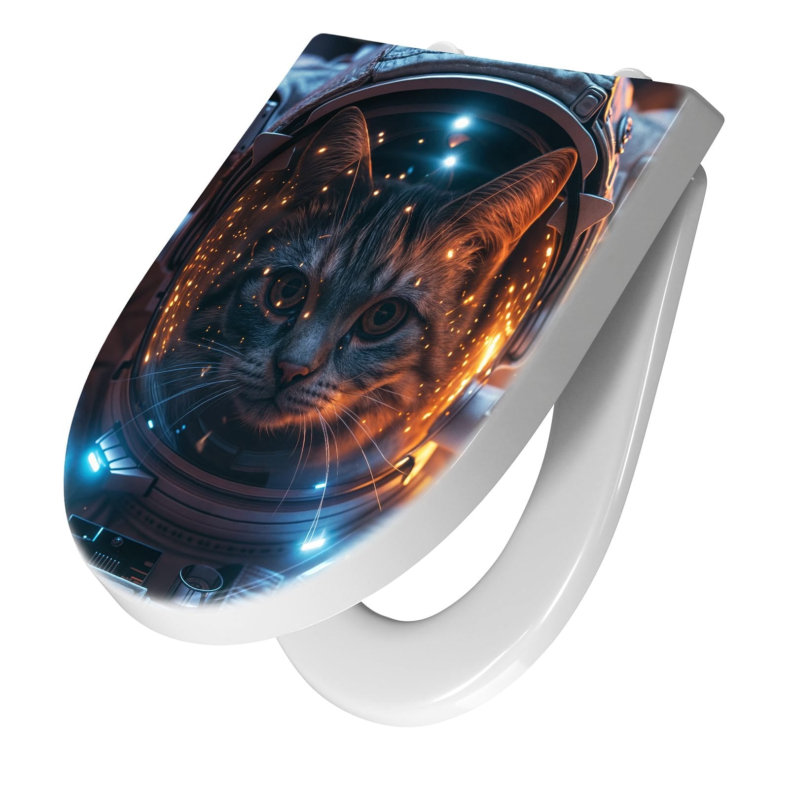 WC-Sitz mit Absenkautomatik Katze im Raumanzug