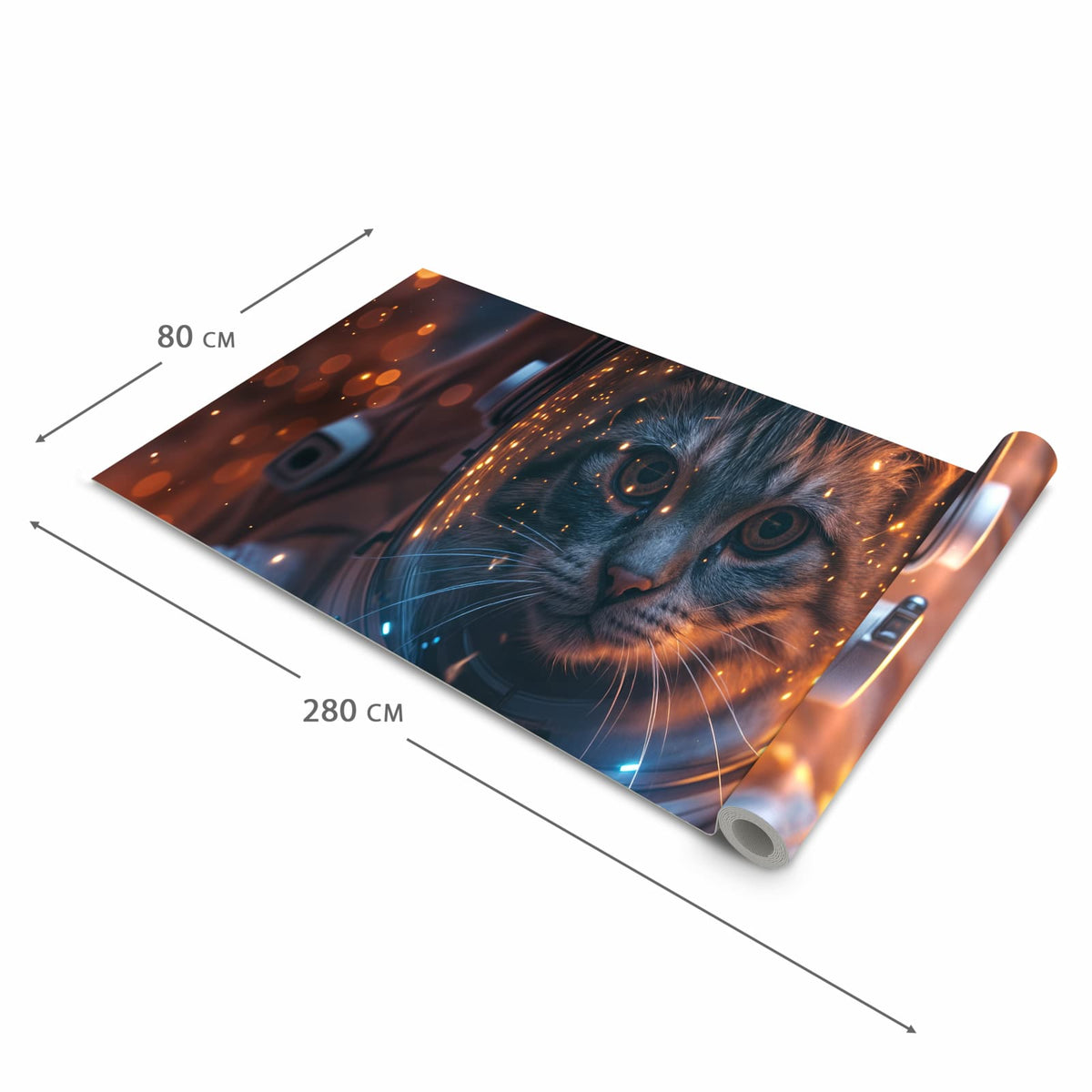 UV-beständiger Küchenläufer mit Motiv Katze im Raumanzug in der Grösse 90x240 cm