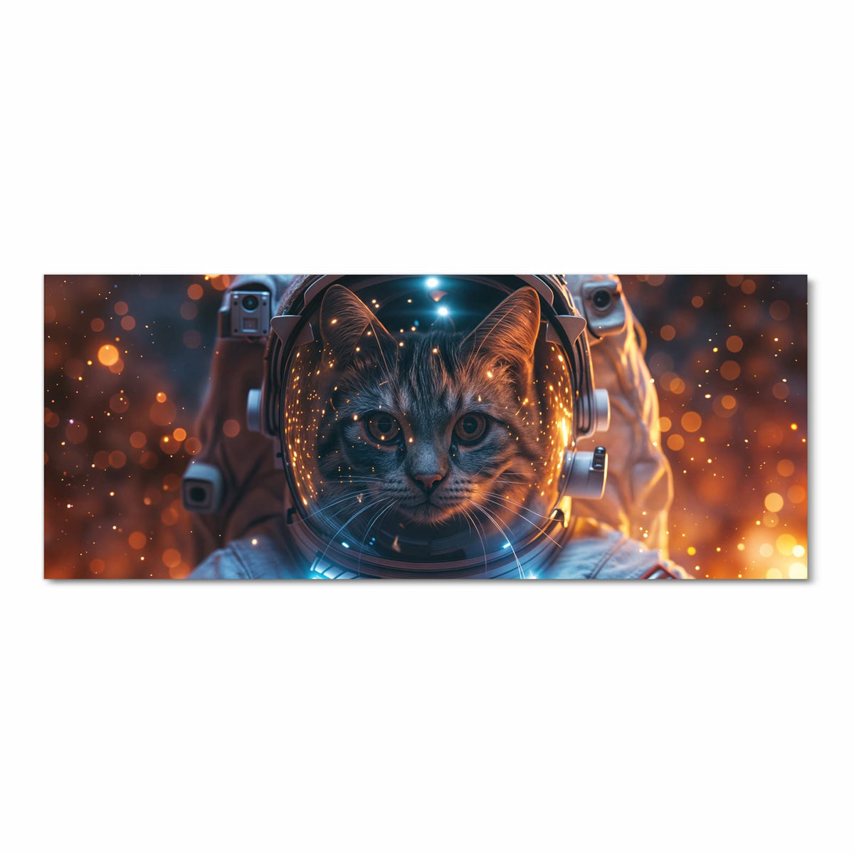 Bodenschonender Küchenteppich mit Motiv Katze im Raumanzug in Frontansicht