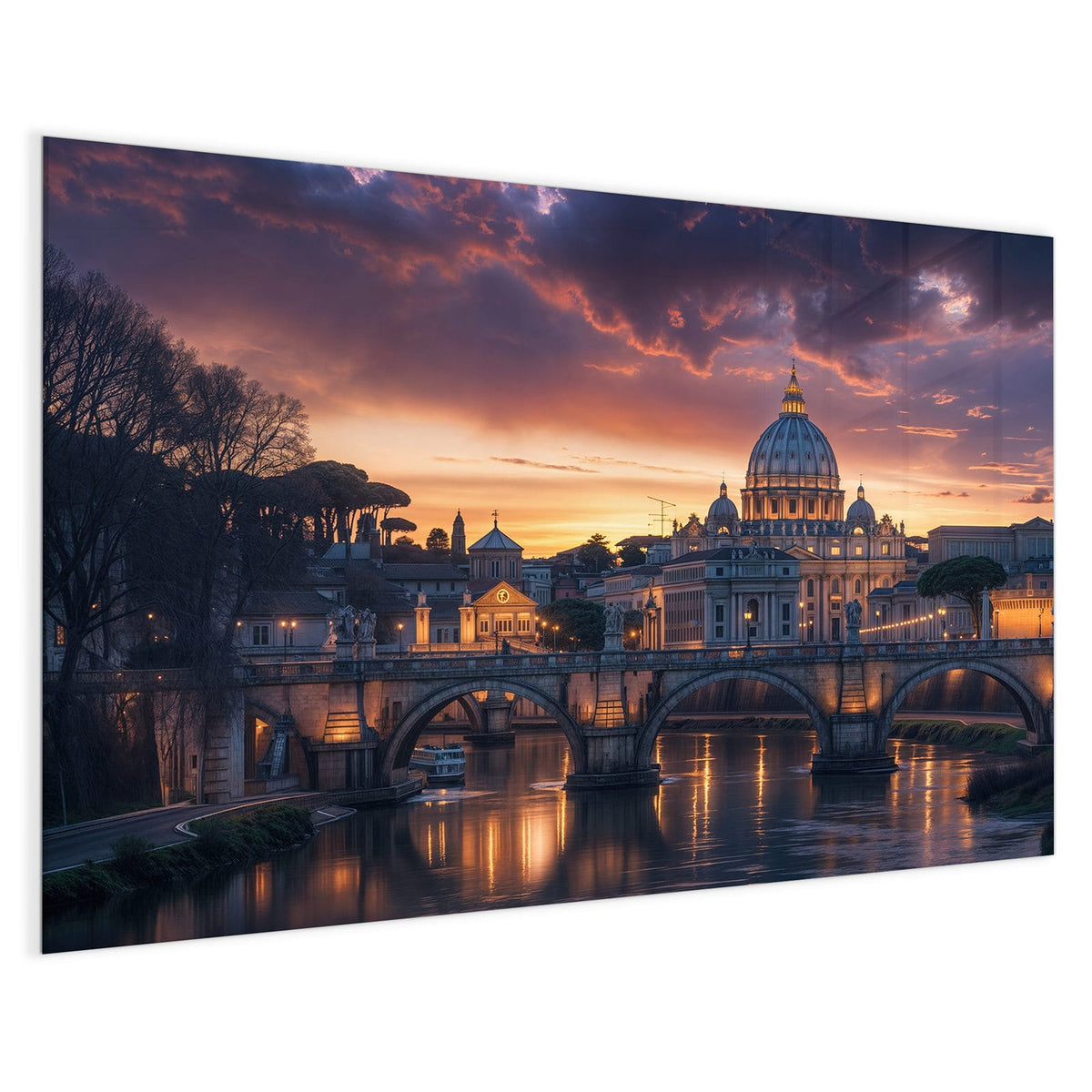 4 mm Glas statt lackiertem Blech – Magnettafel - Rom im Abendlicht