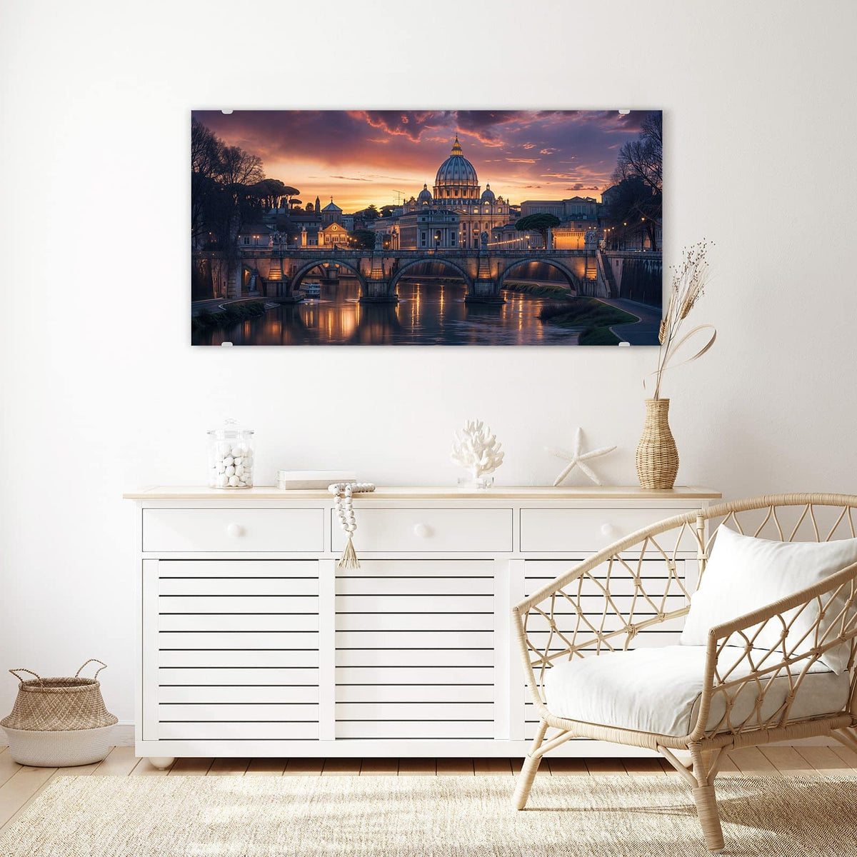 Echtglas, 4 mm – kein Acryl, keine Folie – Wandbild - Rom im Abendlicht - Querformat