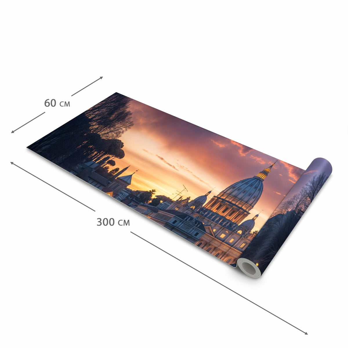 Abwaschbarer Küchenteppich mit Motiv Abend in der Stadt in der Grösse 90x180 cm