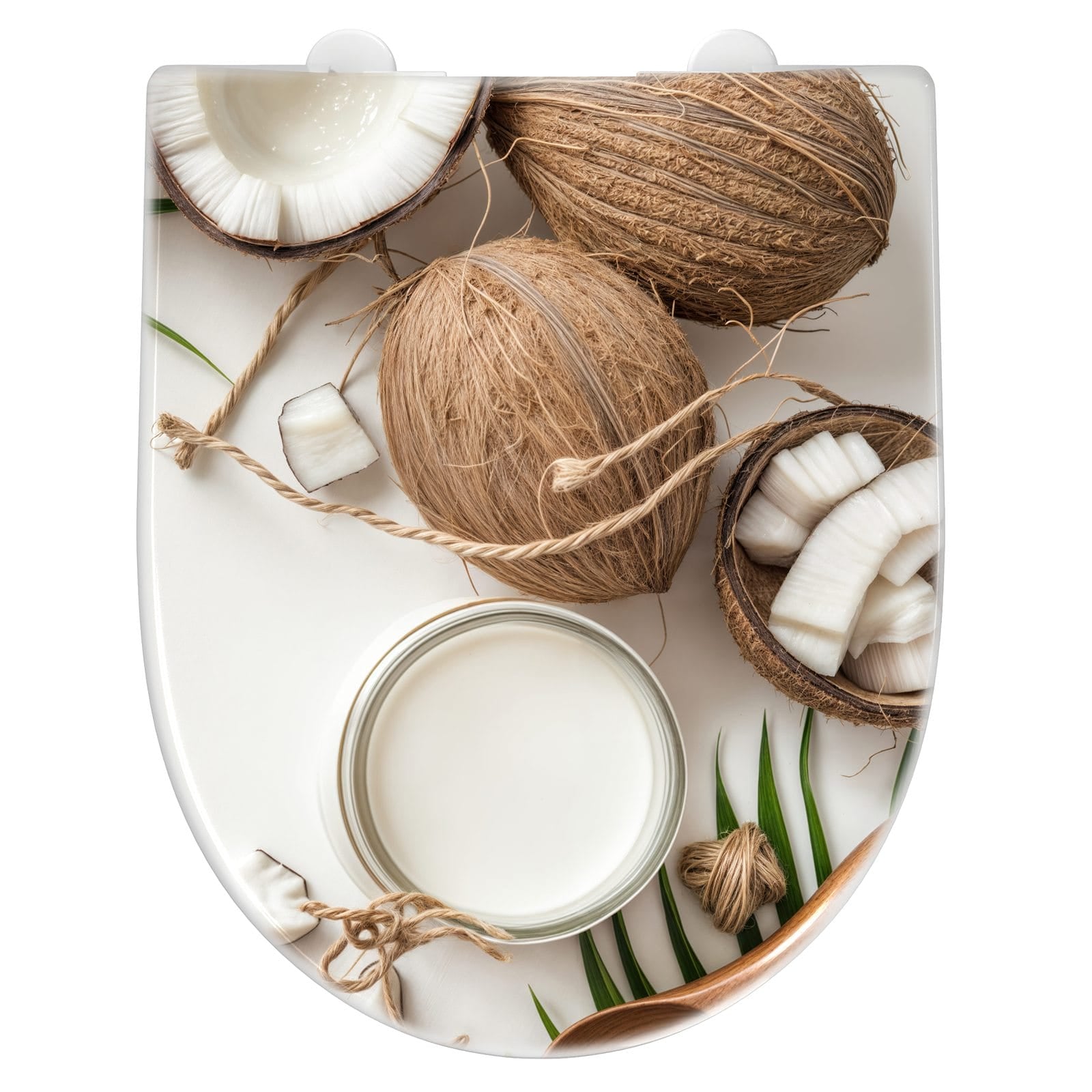 WC-Sitz mit Absenkautomatik Kokosnüsse und Blätter