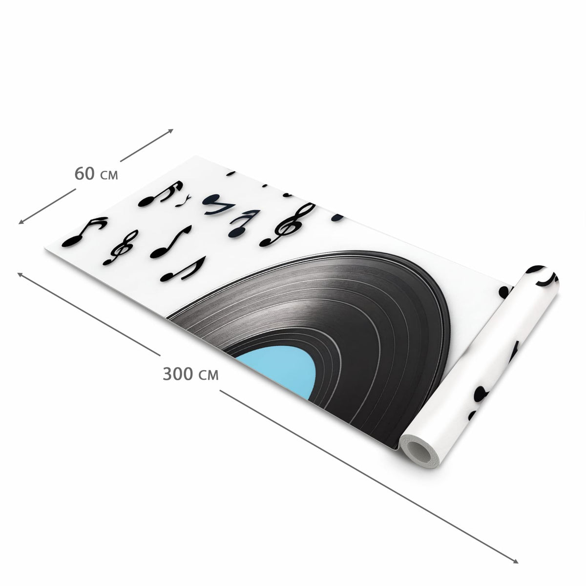 Hygienischer rutschfester Küchenteppich mit Motiv Schallplatte Musik in der Grösse 80x300 cm