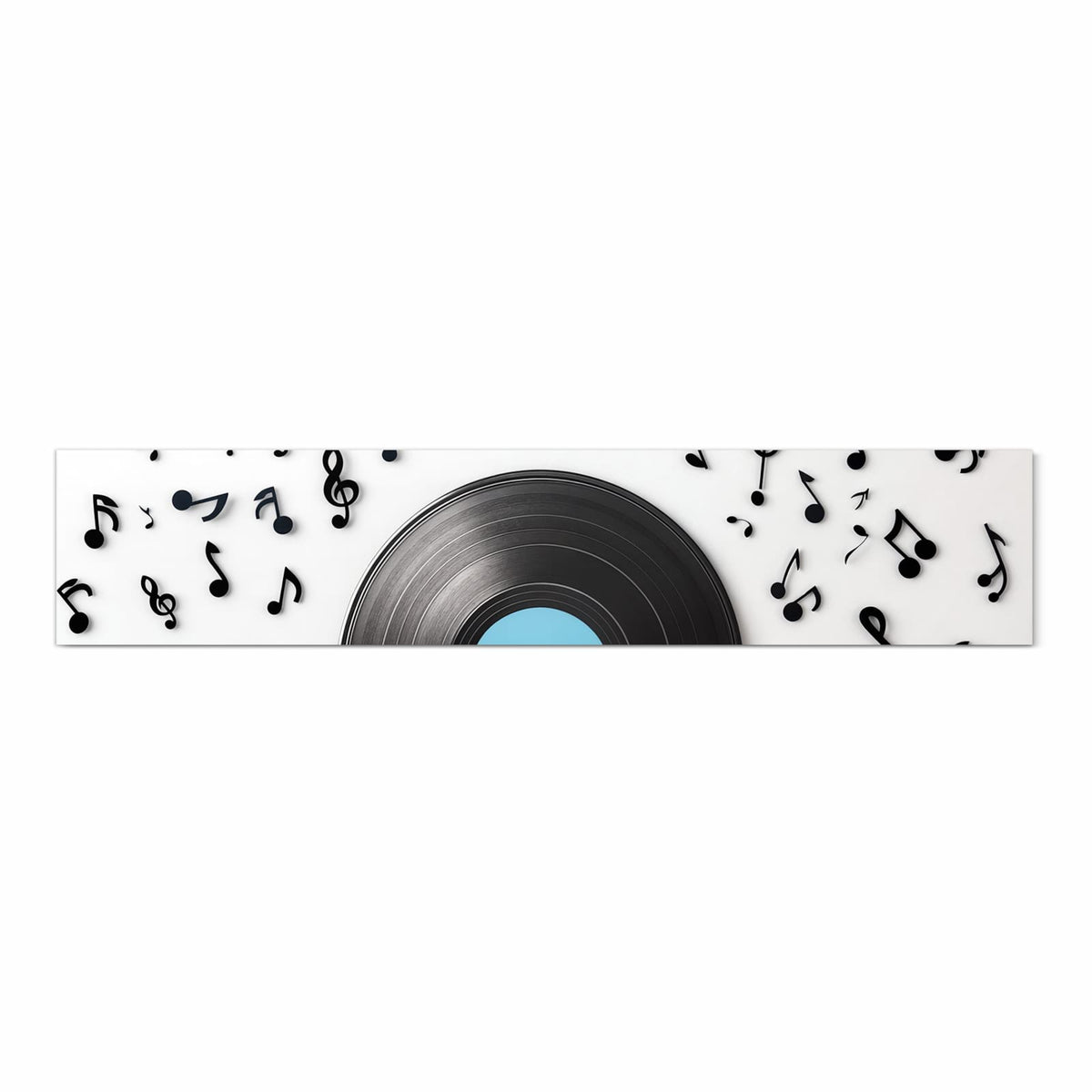 Feuchtigkeitsresistenter Teppich fürs Esstisch mit Motiv Schallplatte Musik in Frontansicht