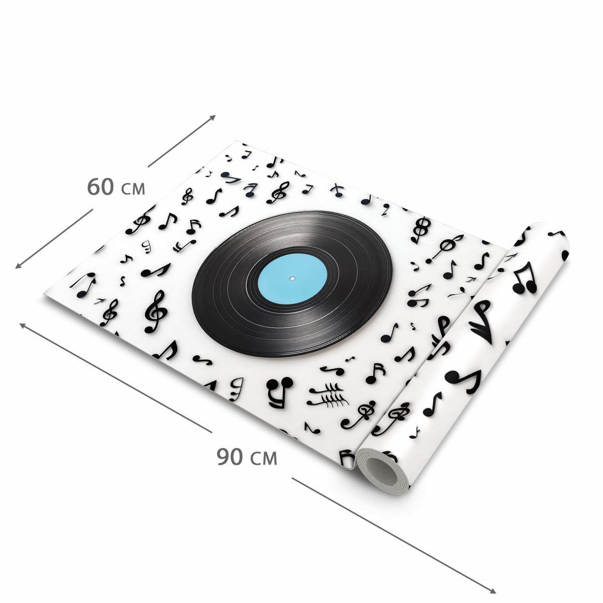 Strapazierfähiger Bodenläufer mit Motiv Schallplatte Musik in der Grösse 80x300 cm