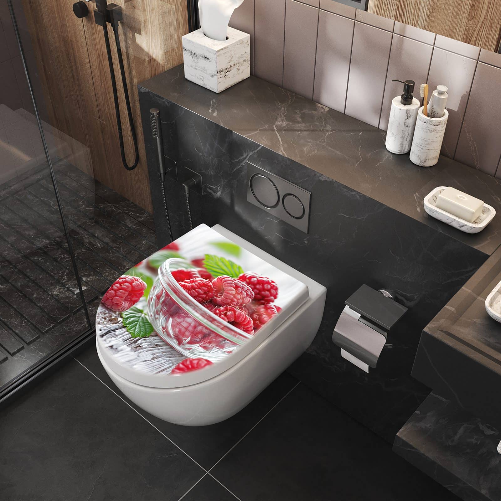WC-Sitz mit Absenkautomatik Frische Himbeeren
