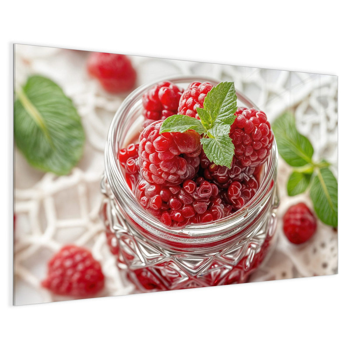 4 mm Glas statt lackiertem Blech – Magnettafel - Glas mit Himbeeren