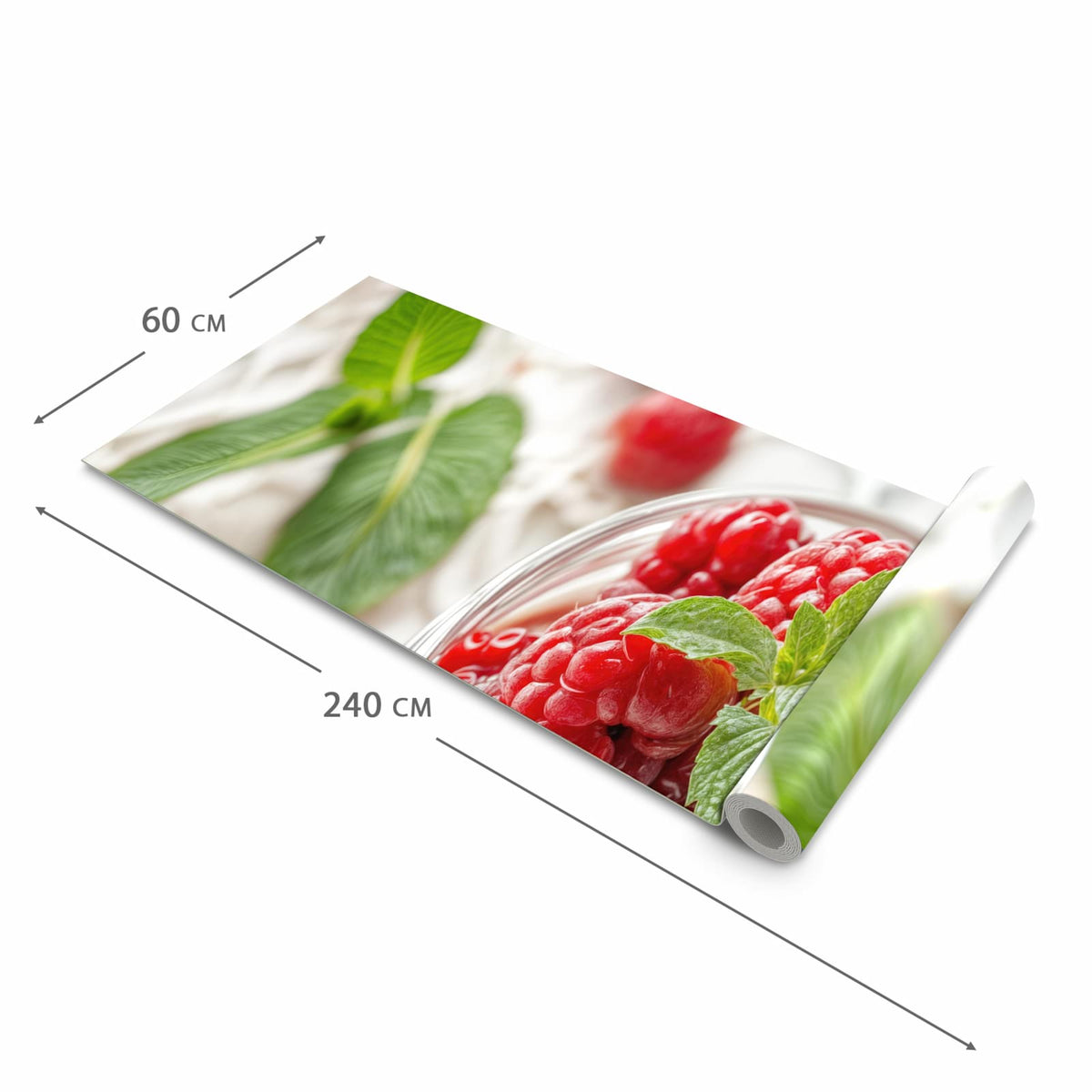 Hygienischer abwaschbarer Küchenteppich mit Motiv Himbeerglas in der Grösse 80x280 cm