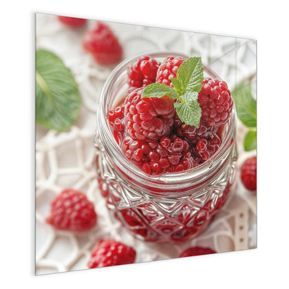 Magnettafel mit dem Motiv Glas mit Himbeeren