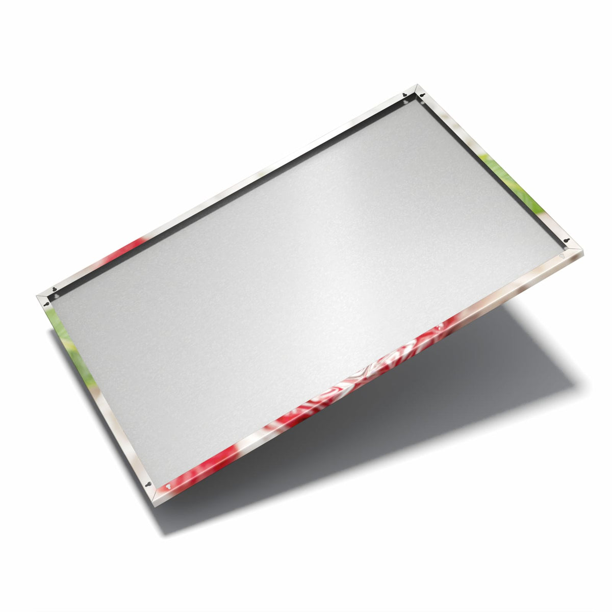 Nur 7 mm – liegt eng an der Wand – Metall Magnettafel - Glas mit Himbeeren
