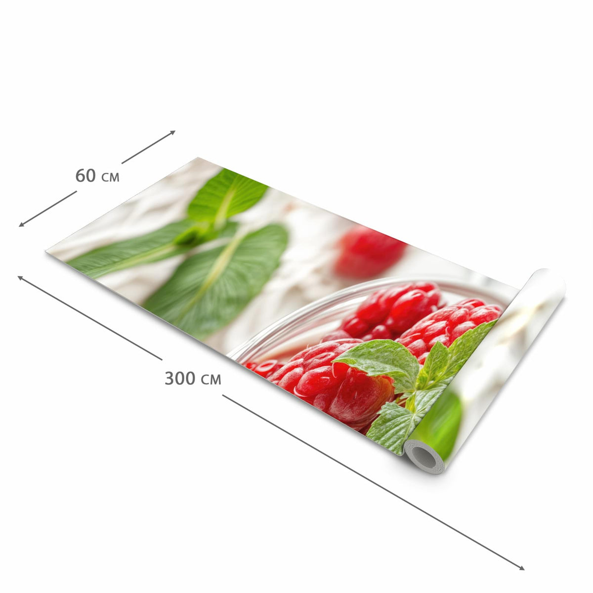 Waschbarer Küchenteppich mit Motiv Himbeerglas in der Größe 80x280 cm